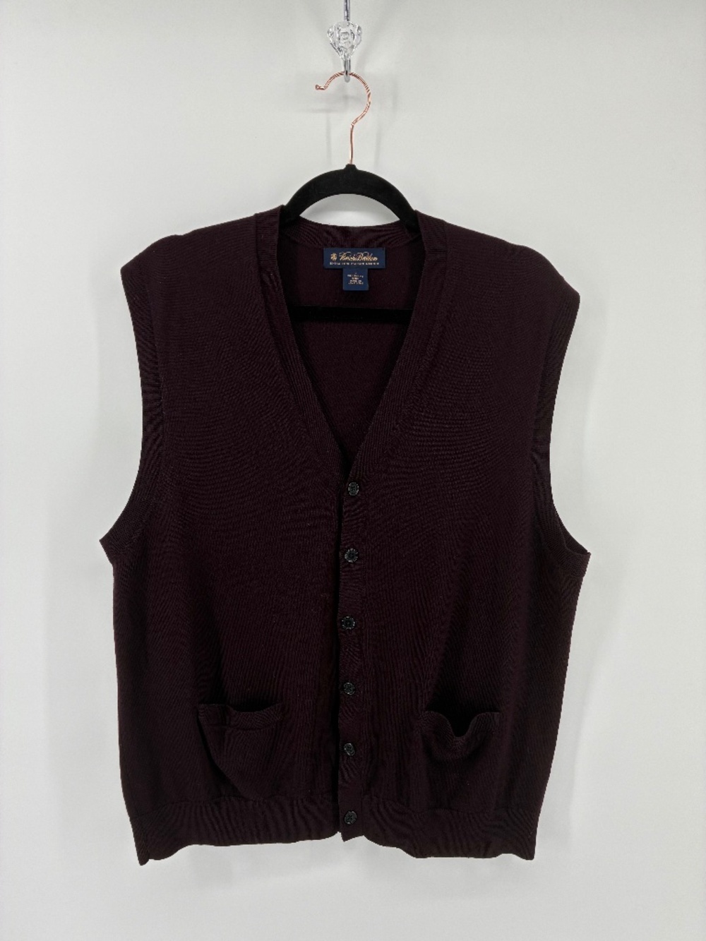 MASSIVE $10 SALE Brooks Brothers 100% Merino Wool Button Burgundy Sweater Vest